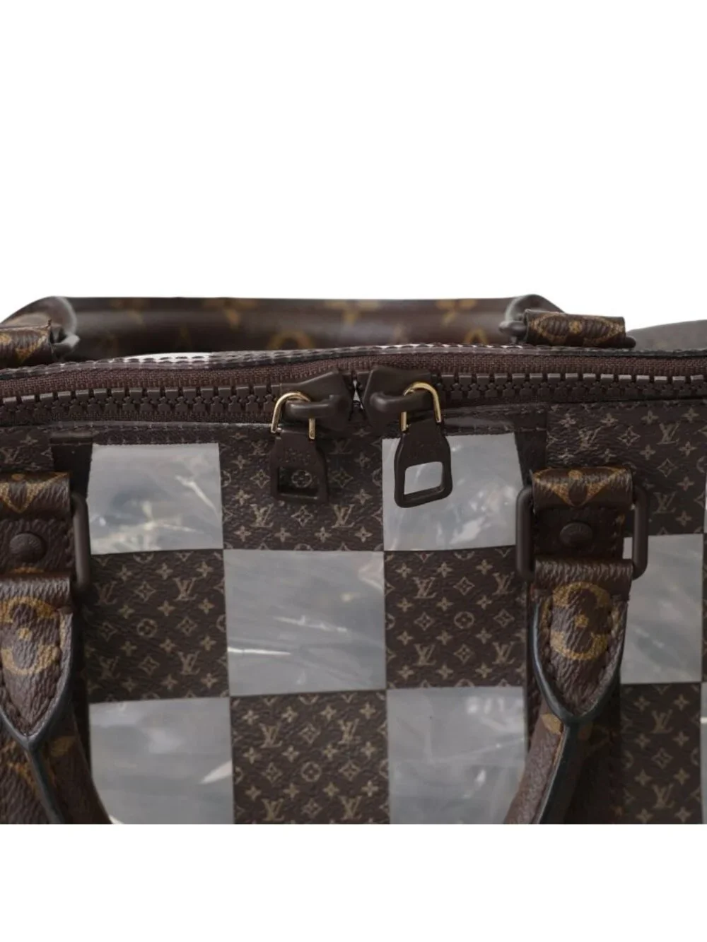 Louis Vuitton Monogram Chess Keepall Bandouliere 50 Boston Bag Brown